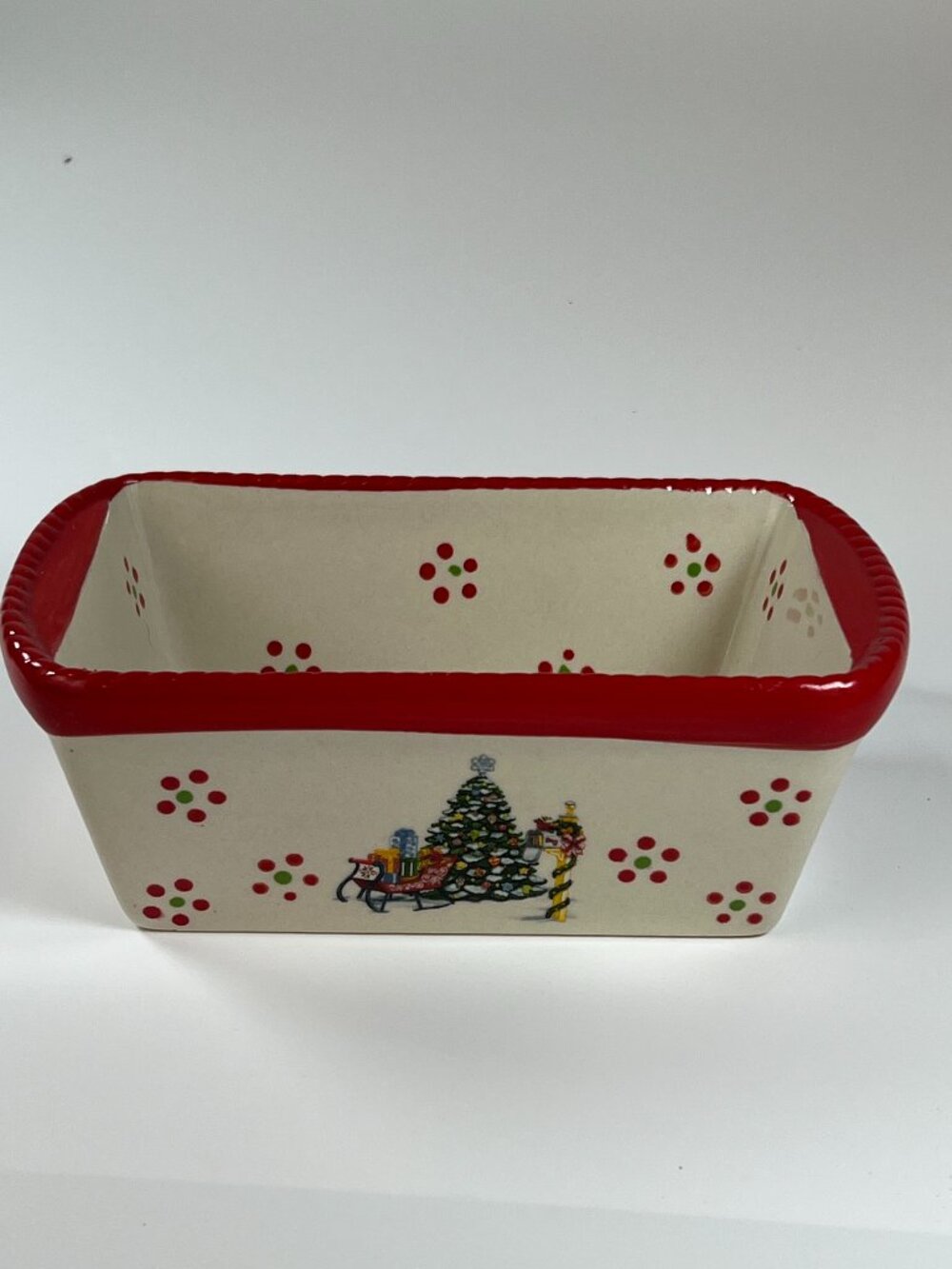 Temptations By Tara 12 OZ Mini Loaf Pan Christmas Holiday Motif Bakeware